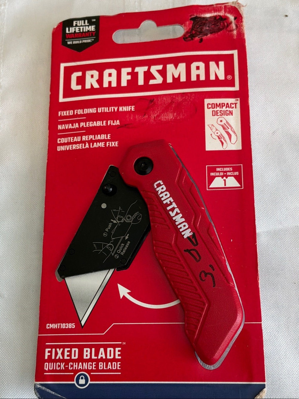 Craftsman Red Fixed Folding Utility Knife – Quick-Change Blade